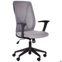 Компьютерное кресло Nickel Black сиденье серая ткань спинка-сетка Винница