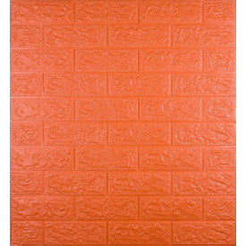 Самоклеящаяся декоративная 3D панель под оранжевый кирпич 700x770x3 мм.