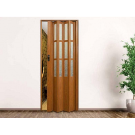 Міжкімнатні двері гармошка напівзасклені, фруктове дерево 86х203см Symfonia.