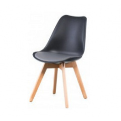 Пластиковий стілець Sedia чорно-сірий з м'яким сидінням на дерев'яних ніжках Полтава