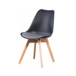 Пластиковий стілець Sedia чорно-сірий з м'яким сидінням на дерев'яних ніжках