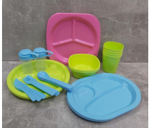 Набір пластикового посуду для пікніка 36 предметів Stenson 86497