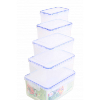Набір прямокутних контейнерів для харчових продуктів із затиском 5в1 Алеана 167049