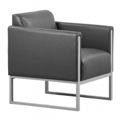 Мягкое кресло-диван Амиго Richman 67х70 см с подлокотниками на металлокаркаcе оббивка кожзам серый Виноградов