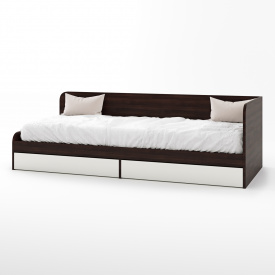 Односпальная кровать с ящиками Эверест Соната-800 80х190 см венге темный + белый (EVR-2108)