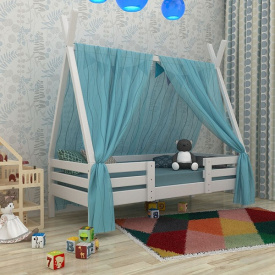 Біле ліжечко Будиночок Вігвам-2 дерев'яне 80х190 мм для дівчинки
