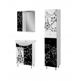 Комплект мебели для ванной комнаты Черно-белая ромашка 60 см + пенал 40