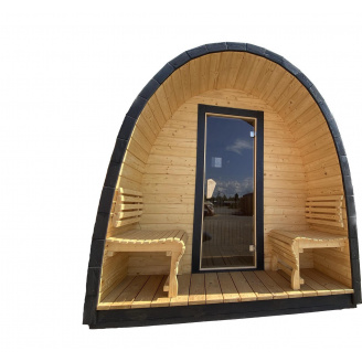 Мобильная баня бочка в стиле Иглу 2.2х3.5м. Outdoor POD Sauna Igloo