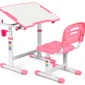 Детская растущая парта со стульчиком Evo-kids Evo-07 комплект для дома розового цвета для девочки