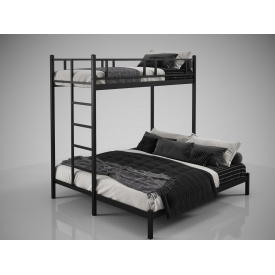 Двухъярусная кровать трехместная Tenero Фулхем 80х200-160х200 см металлическая черная