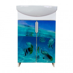 Тумба Mikola-M Plastics 5.0 Мир моря под стеклом с умывальником 50 см Херсон
