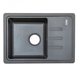 Мийка гранітна для кухні Platinum 6243 LIANA матова Чорний металік