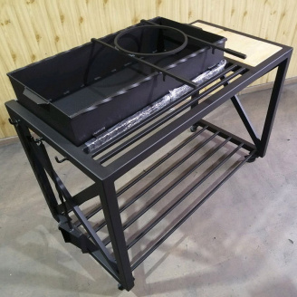 Мангал кований зі столиками та знімною жаровнею на коліщатках GoodsMetall М36