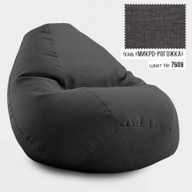 Безкаркасне крісло мішок груша Овал Coolki Рогожка XL 105x85 темно-сірий