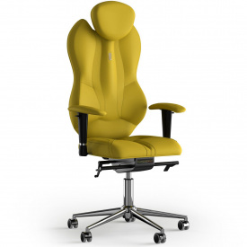 Кресло KULIK SYSTEM GRAND Экокожа с подголовником без строчки Желтый (4-901-BS-MC-0211)