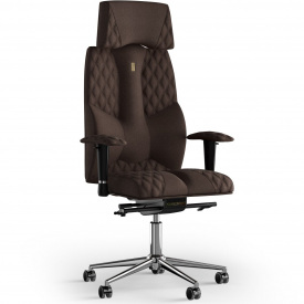 Кресло KULIK SYSTEM BUSINESS Ткань с подголовником со строчкой Шоколадный (6-901-WS-MC-0504)