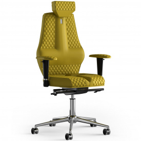 Кресло KULIK SYSTEM NANO Экокожа с подголовником со строчкой Желтый (16-901-WS-MC-0211)