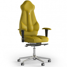 Кресло KULIK SYSTEM IMPERIAL Экокожа с подголовником со строчкой Желтый (7-901-WS-MC-0211)