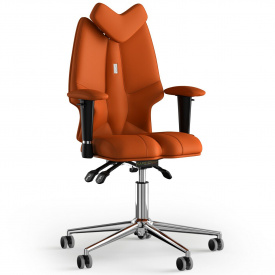 Кресло KULIK SYSTEM FLY Экокожа с подголовником без строчки Оранжевый (13-901-BS-MC-0210)