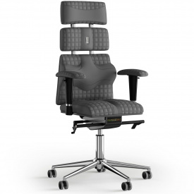 Кресло KULIK SYSTEM PYRAMID Экокожа с подголовником со строчкой Серый (9-901-WS-MC-0206)