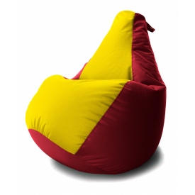 Кресло мешок Груша Coolki комби XL 85x105 Красный с Желтым 04 Оксфорд 600D
