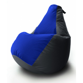 Кресло мешок Груша Coolki комби L 65x85 Черный с Синим 02 Оксфорд 600D