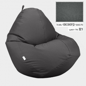 Бескаркасное кресло мешок груша Овал Coolki XL 85x105 Серый (Оксфорд 600D PU)
