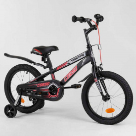 Велосипед детский двухколёсный 16" CORSO Sporting черно-красный R-16119