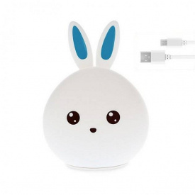 Силиконовый детский ночник Зайчик Dream Light - Bunny аккумуляторный, LED RGB 7 режимов свечения, мягкий светильник игрушка Белый с синим