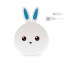 Силиконовый детский ночник Зайчик Dream Light - Bunny аккумуляторный, LED RGB 7 режимов свечения, мягкий светильник игрушка Белый с синим Вінниця