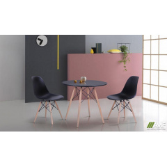 Стіл круглий Helis + 4 пластикові стільці Aster Wood обідні меблі комплект №3 для кафе Вінниця