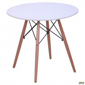 Круглый стол AMF Helis 800 мм белый обеденный на деревянных ножках