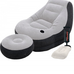 Надувне крісло Intex 68564-2, 130 х 99 х 76 см, з ручним насосом та подушкою, пуф 64 х 28 см Доманёвка