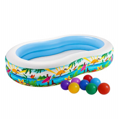 Дитячий надувний басейн Intex 56490-1 «Райська Лагуна», 262 х 160 х 46 см, з кульками 10 шт Кривий Ріг