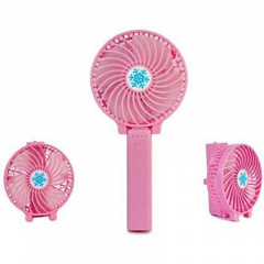 Вентилятор акумуляторний міні з ручкою USB діаметр 10см Handy Mini Fan рожевий Миколаїв