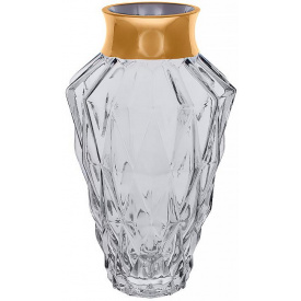 Інтер'єрна ваза Bona Fidero 25 см Сіре скло із золотом (DP218289)