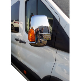 Накладки на зеркала (2 шт, хром) Полированная нержавейка для Ford Transit 2014↗ гг.