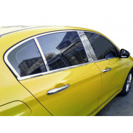 Молдинг дверных стоек (6 шт, нерж) для Fiat Tipo 2016↗ гг.
