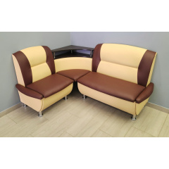 Кухонний диван кутової смузі Sentenzo 160х125 см кожзам бежево-коричневий Вишгород
