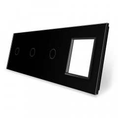 Сенсорная панель выключателя Livolo 3 канала и розетку (1-1-1-0) черный стекло (VL-C7-C1/C1/C1/SR-12) Самбор