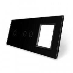 Сенсорная панель выключателя Livolo 3 каналов и розетку (1-2-0) черный стекло (VL-C7-C1/C2/SR-12) Хмельницкий