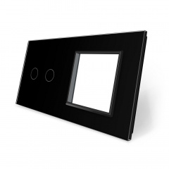 Сенсорная панель выключателя Livolo 2 канала и розетки (2-0) черный стекло (VL-C7-C2/SR-12) Чернігів