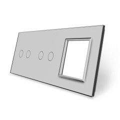 Сенсорная панель выключателя Livolo 4 канала и розетку (2-2-0) серый стекло (VL-C7-C2/C2/SR-15) Сарны