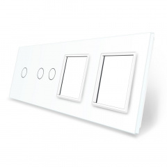 Сенсорная панель выключателя Livolo 3 канала и две розетки (1-2-0-0) белый стекло (VL-C7-C1/C2/SR/SR-11) Київ