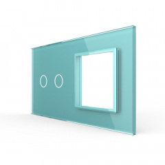 Сенсорная панель выключателя Livolo 2 канала и розетки (2-0) зеленый стекло (VL-C7-C2/SR-18) Запоріжжя