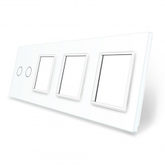 Сенсорная панель выключателя Livolo 2 канала и трех розеток (2-0-0-0) белый стекло (VL-C7-C2/SR/SR/SR-11) Самбор