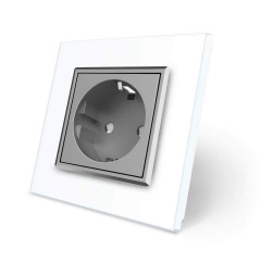 Розетка с заземлением Livolo белый серый стекло (VL-C7C1EU-11/15) Доманёвка