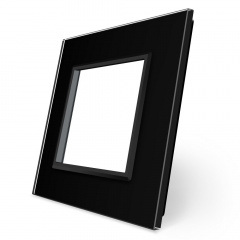 Рамка розетки Livolo 1 пост черный стекло (VL-C7-SR-12) Николаев