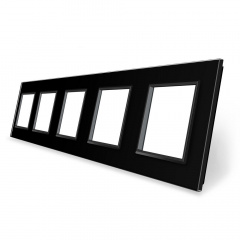 Рамка розетки Livolo 5 постов черный стекло (VL-C7-SR/SR/SR/SR/SR-12) Коломыя