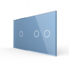 Сенсорная панель выключателя Livolo 3 канала (1-2) голубой стекло (VL-C7-C1/C2-19) Днепр